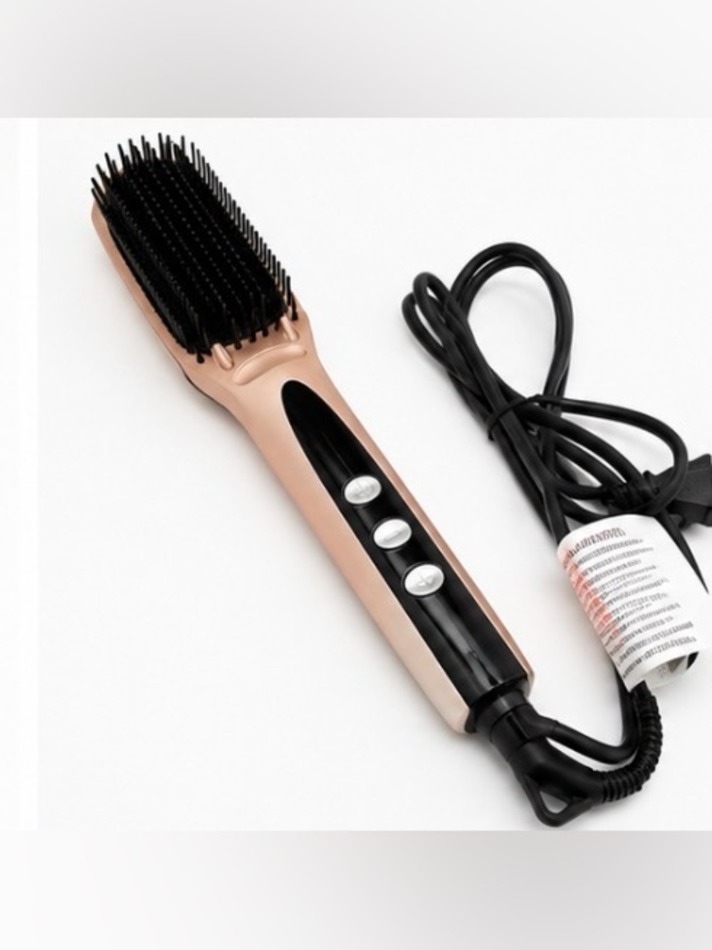 [MiroPure] Ionic Heated Hair Straightening Brush Rose Gold w/ Travel Pouch